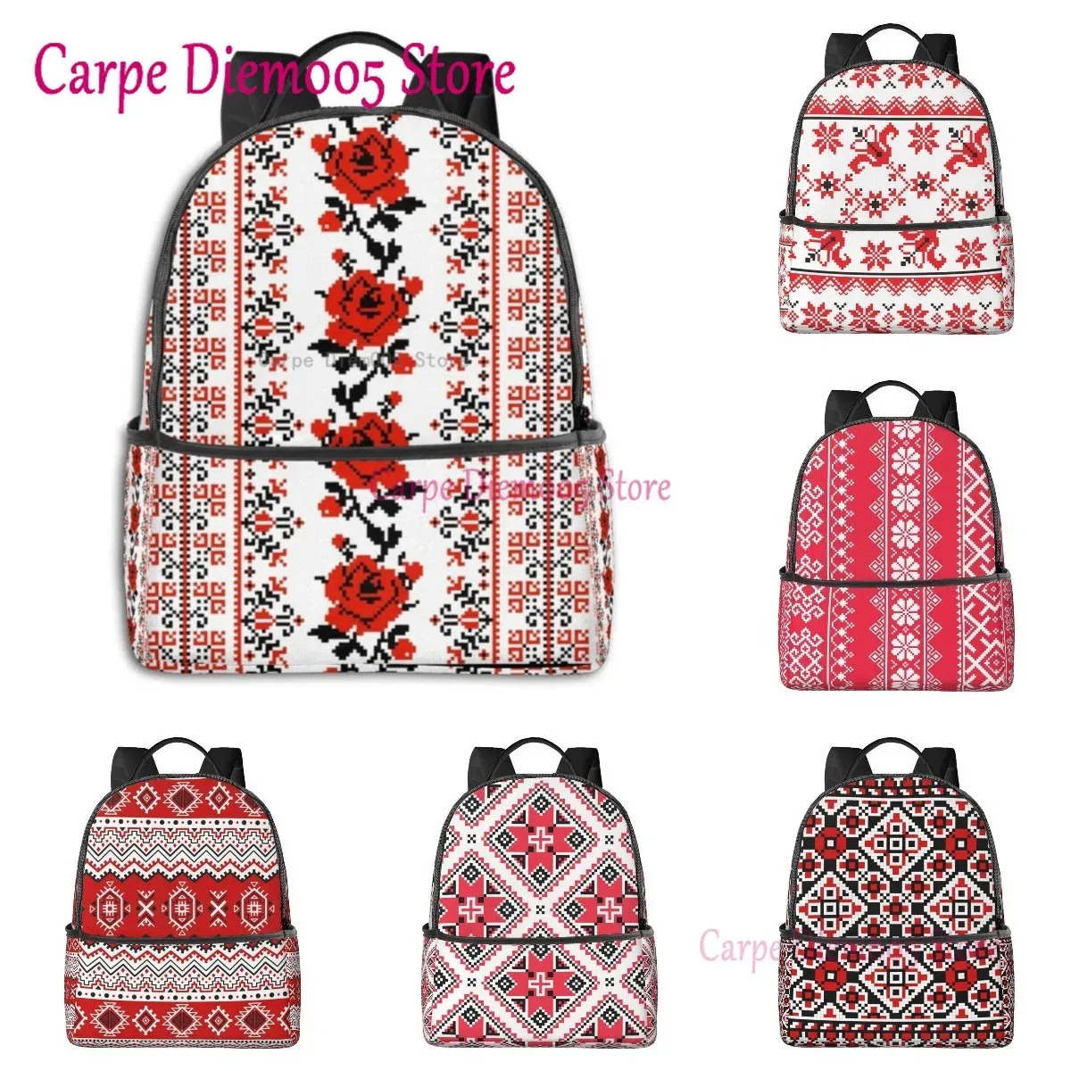 Ukrainian Embroidery Style Rose Adult Backpack Unisex Backpack Fashion Life Backpack Suitable for School Laptop Travel 240419