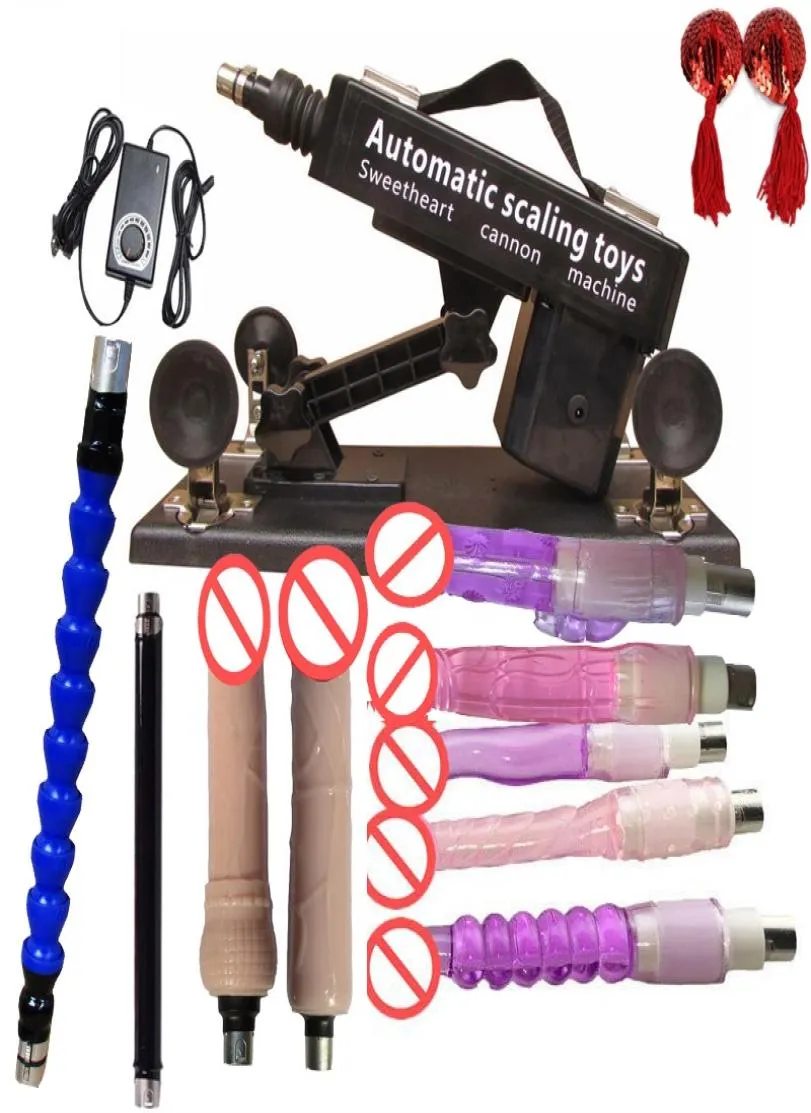 Giocattoli per sesso macchina sessuale automatica per uomini e donne con molte velocità regolabili a 6 cm di dildo Attacco per la macchina da 10 pcs Allegata9263128