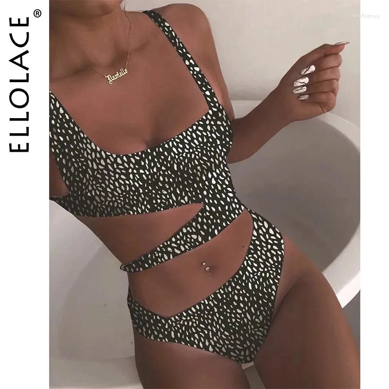 Swimwear féminin Ellolace Hollow Out Swimsuits en une seule pièce Body Fitness Bodys Femmes Bath Bath Suit 2024 MAINTRAIRE