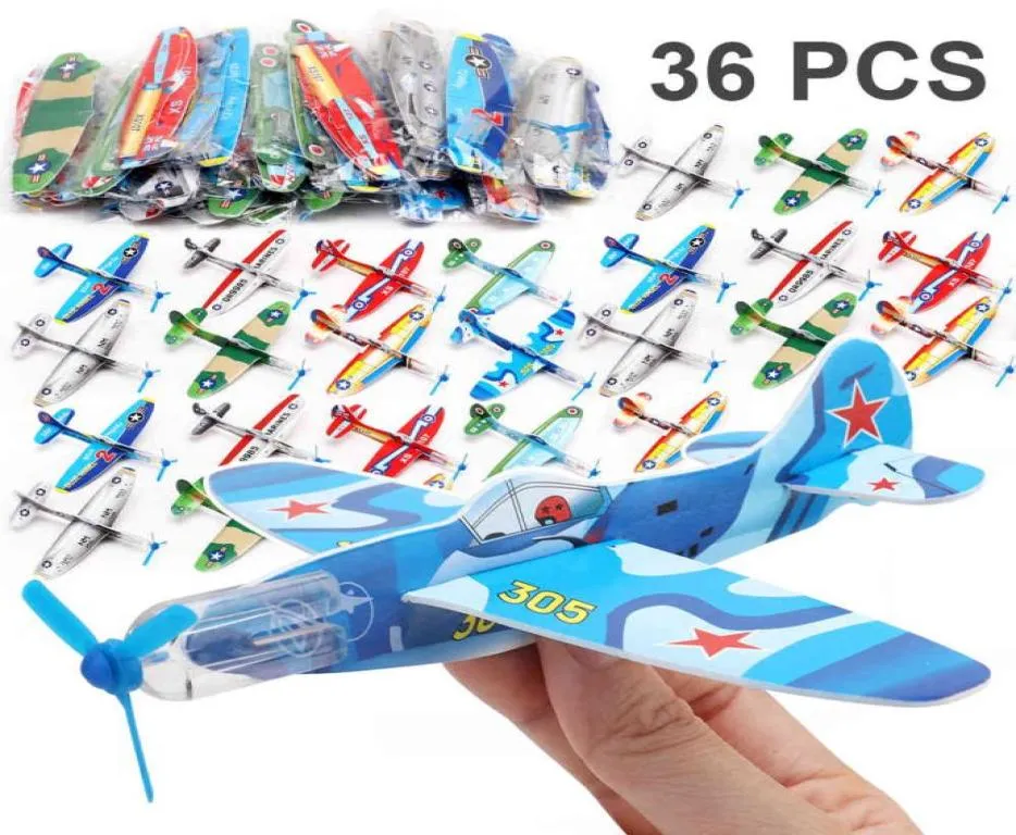 36pcs DIY Flying Segelflugzeugschaum Flugzeuge für Kinder Mini Papierflugzeug Great Birthday Party bevorzugt Goody Bag Füllstoffe Kinder Pinata7061625