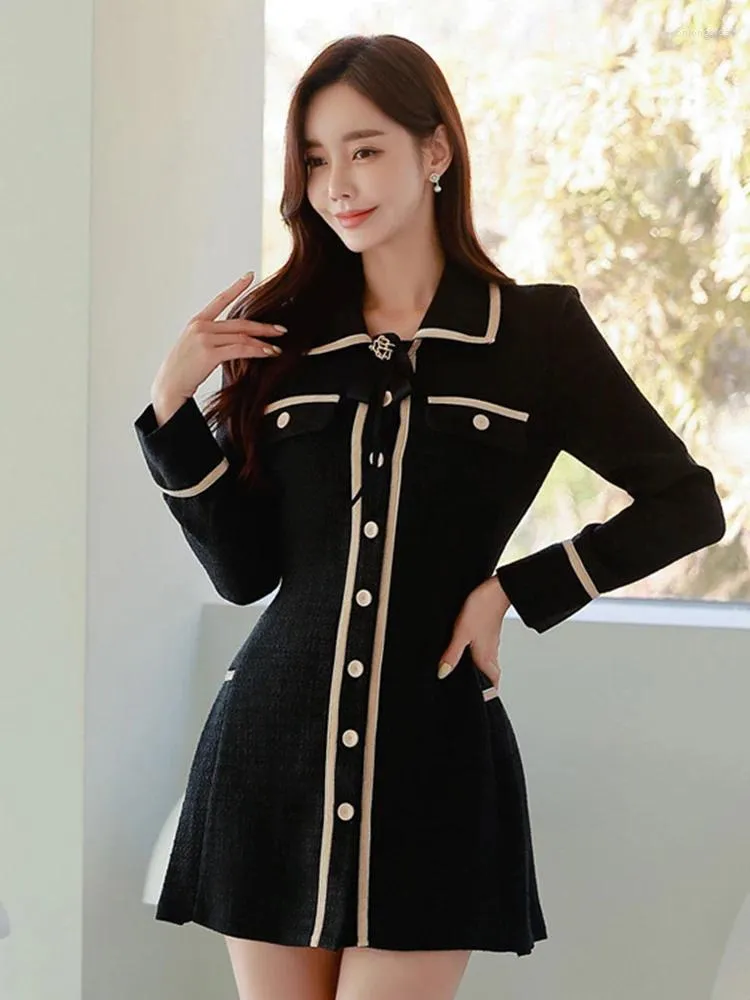 Black A Line Casual Dress Elegant Office Work Style Dress for Women 2024