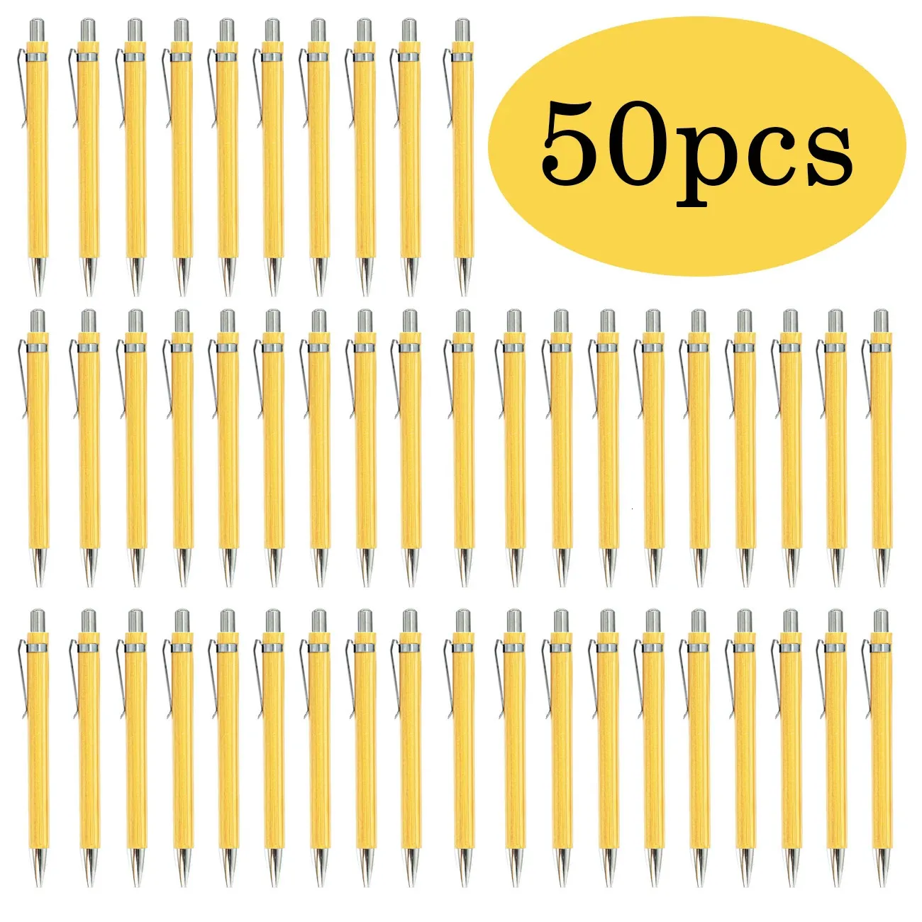 50pcs/partia Bamboo Pen Bamboo Wood Ballpoint Pen 1,0 mm Tip Office School Wrting Pigieniarnie Busines