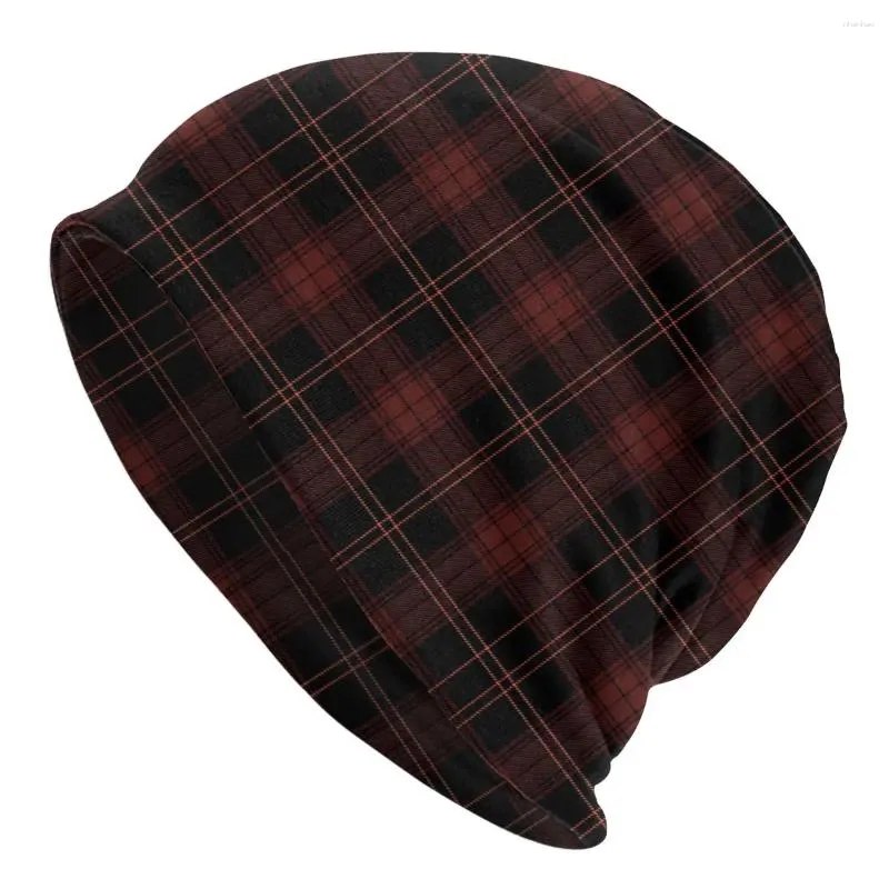 Berets Red Plaid Black Tartan Bonnet Homme Outdoor Dünne Schädel Mützen Stewart Caps für Männer Frauen Neuheit Hüte