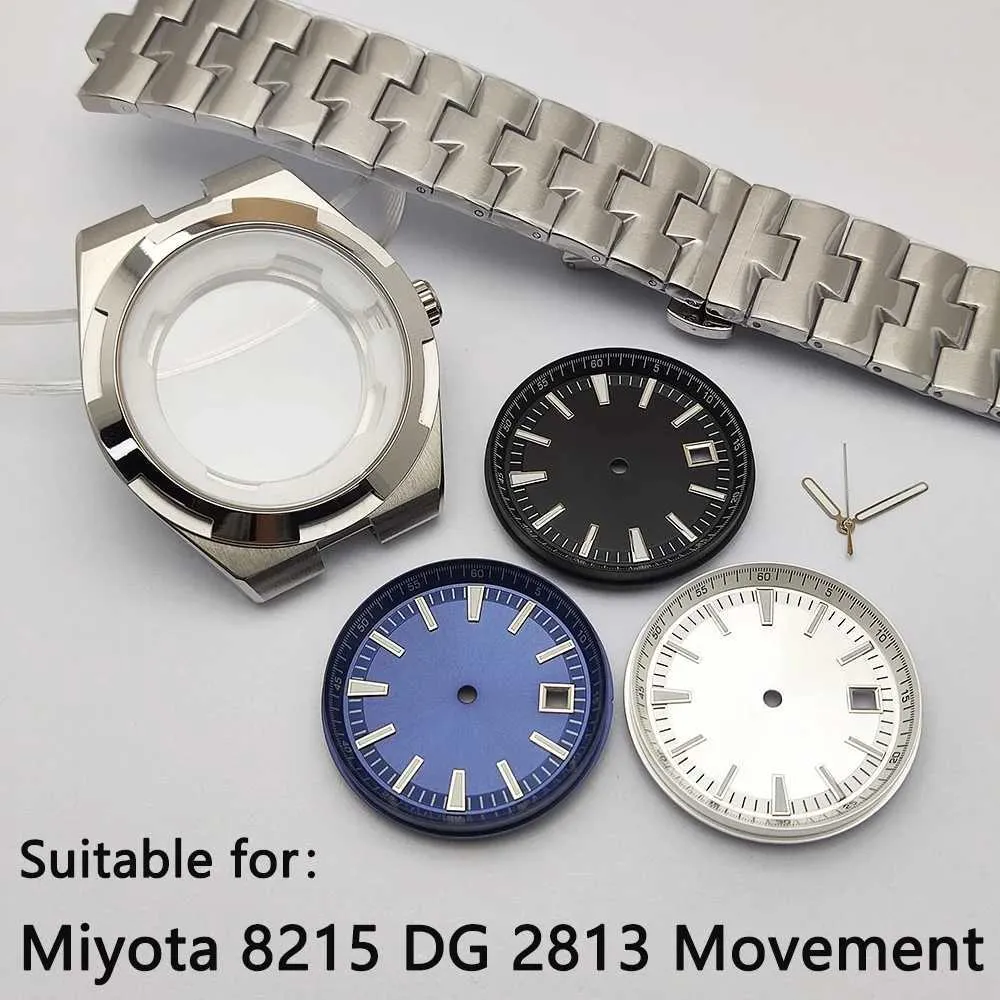 Regarder des bandes accessoires de 41 mm avec cadran lumineux ajouté et étui en acier inoxydable adapté au MIYOTA8215 DG2813 Metal Transparent Q240430