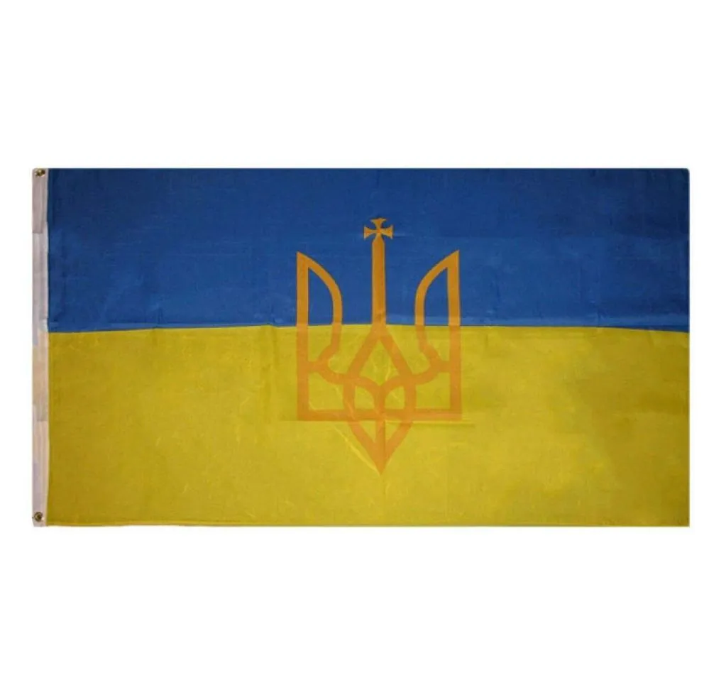 Ucraina Ucraino Trident Flag 150x90cm 3x5ft Printing Polyester Club Team Sports Indoor con 2 bombole di ottone6482388