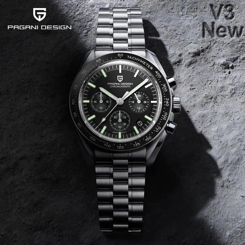 Pagani Design 2024 Mens Watch Top Luxury Quartz Watch for Men Auto Date Speed ​​Хронограф Ar Sapphire Mirror Watch Watch 240426
