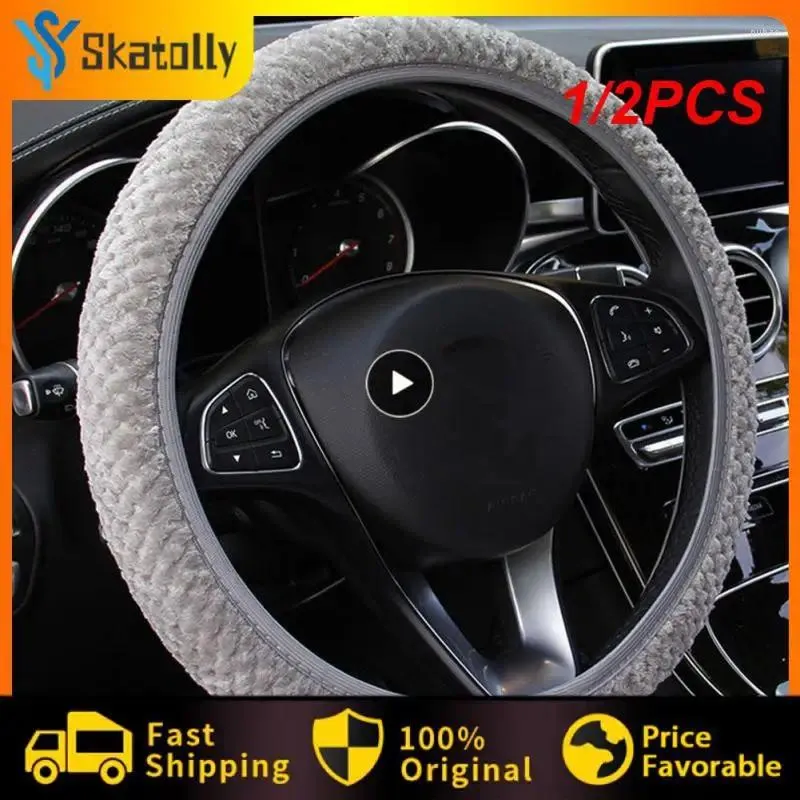 Steering Wheel Covers 1/2PCS 37-39cm Universal Cover Wear-resistant Anti-skid Gear Handbrake Auto Parts