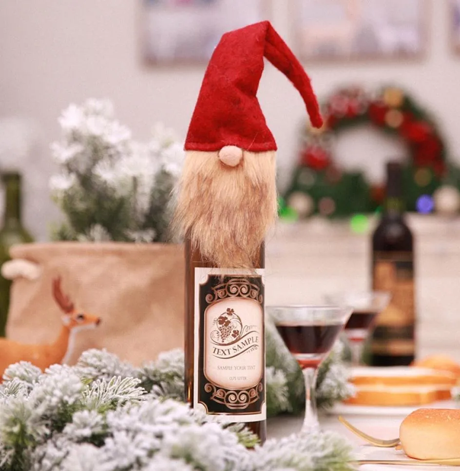 Счастливого Рождества Санта -Клаус с длинной шляпой гноме -шапки декор резиновый кольцо вино стопора для бутылки.