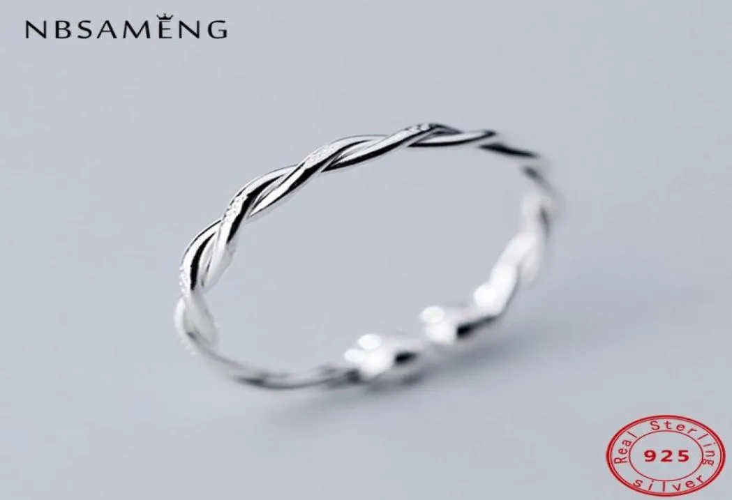 Anillos de racimo para mujeres 925 Sterling Silve Apertura Ajustable Simple Corea de compromiso de boda anillo Girl Jewellery8690383
