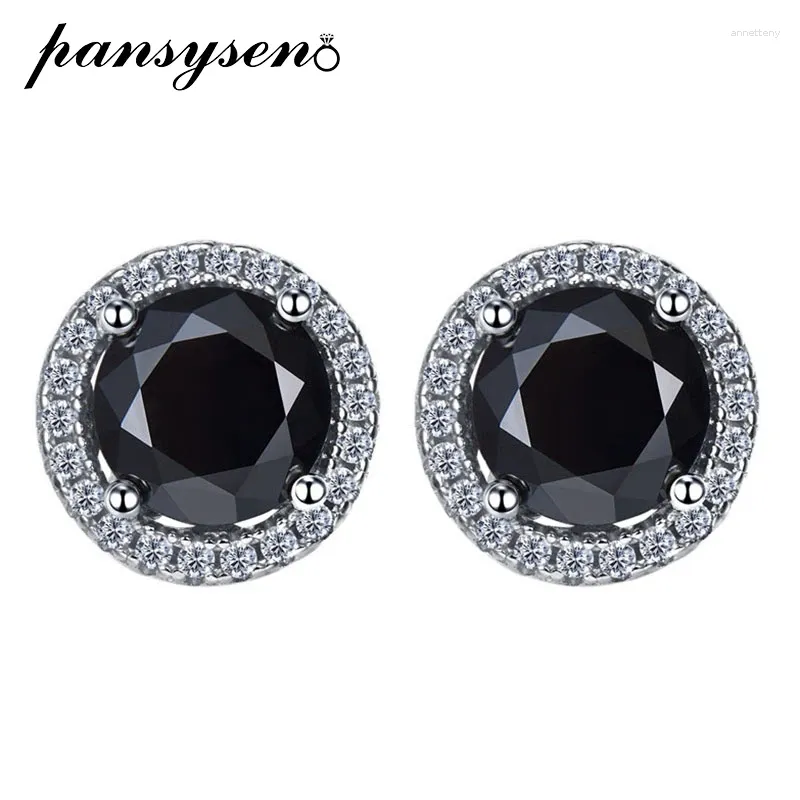 Gestüt Ohrringe Panyssen 925 Sterling Silver 1CT Runde erzeugt Obsidian Black Edelstein für Frauen Vintage Fine Schmuck Großhandel Großhandel