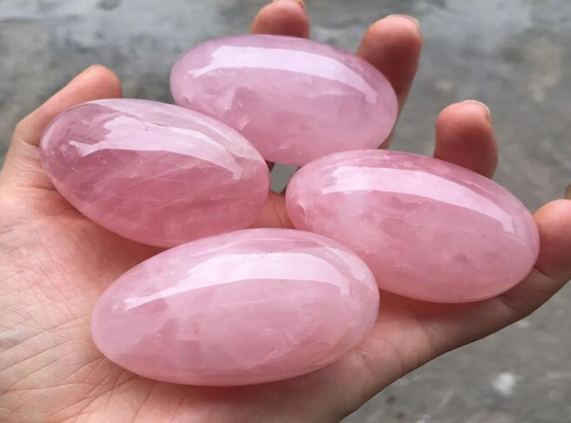 Natural Rose Quartz Crystal Yoni Egg Ben Wa Ball pour les femmes Kegel Exercice Resserrer le corps de santé musculaire vaginale relaxati4653055