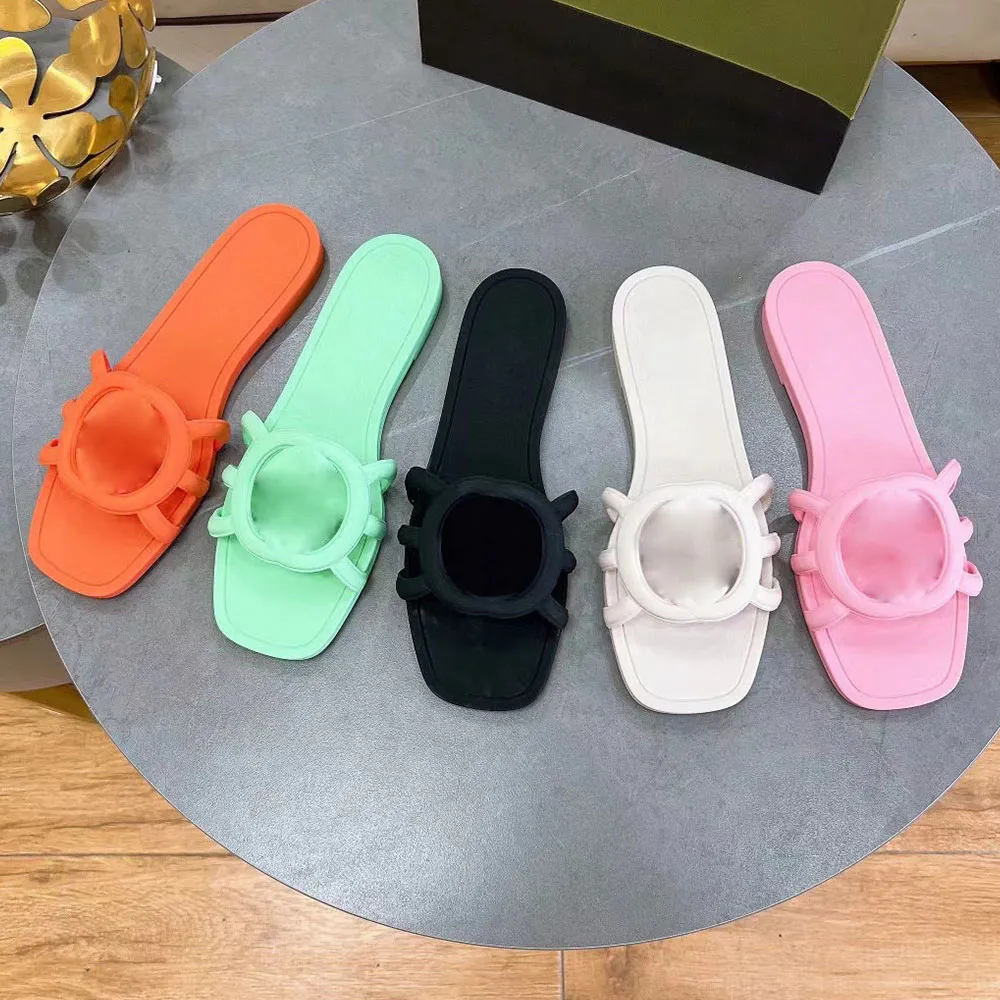 WOMENS INTERLOCKIN SLIDE SANDAL 780307 Lid slide designer slides flat slide Big signature logo sandal Casual Sandals summer beach slide refined patterns slides