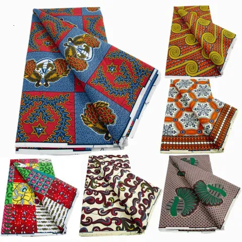 Tecido de cera africana ankara cera tecido nigeria mais recente bloqueio de design impressão holandesa de cera Tingada de roupas de costura 240426