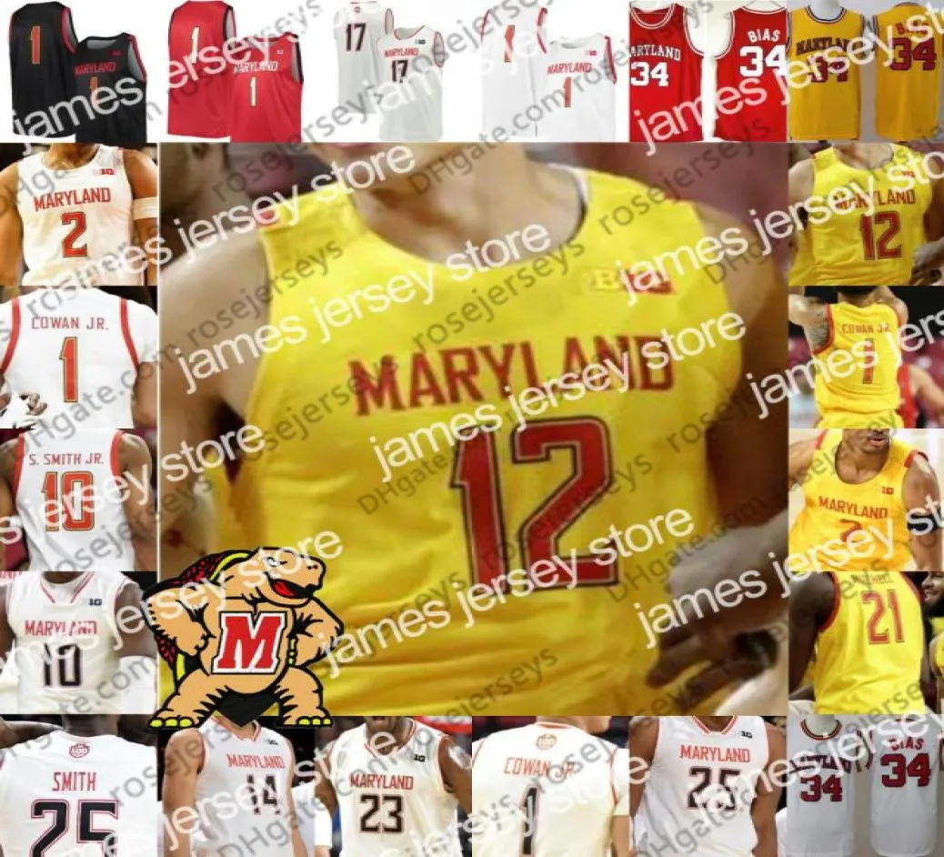 Le basket-ball universitaire porte 2019 Terps Maryland 23 Bruno Fernando 34 Len Bias 4 Kevin Huerter 32 Joe Smith Red White Yellow 100th Re6064283