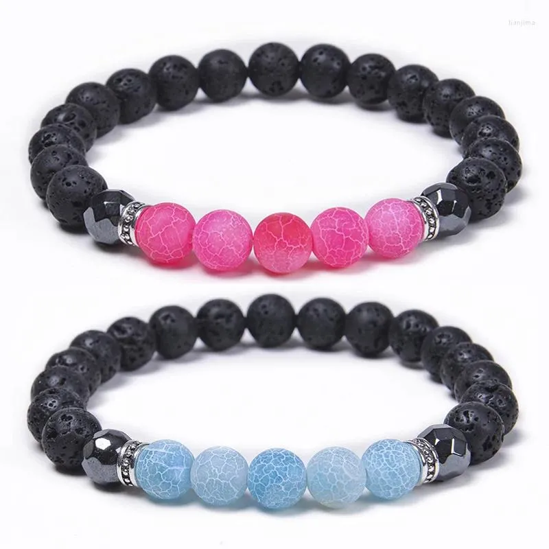 Strand 2024 Fashion Natural Lave Rock Stone Bracciale perle di agata allettate per donne uomini elastici braccialetti fatti a mano