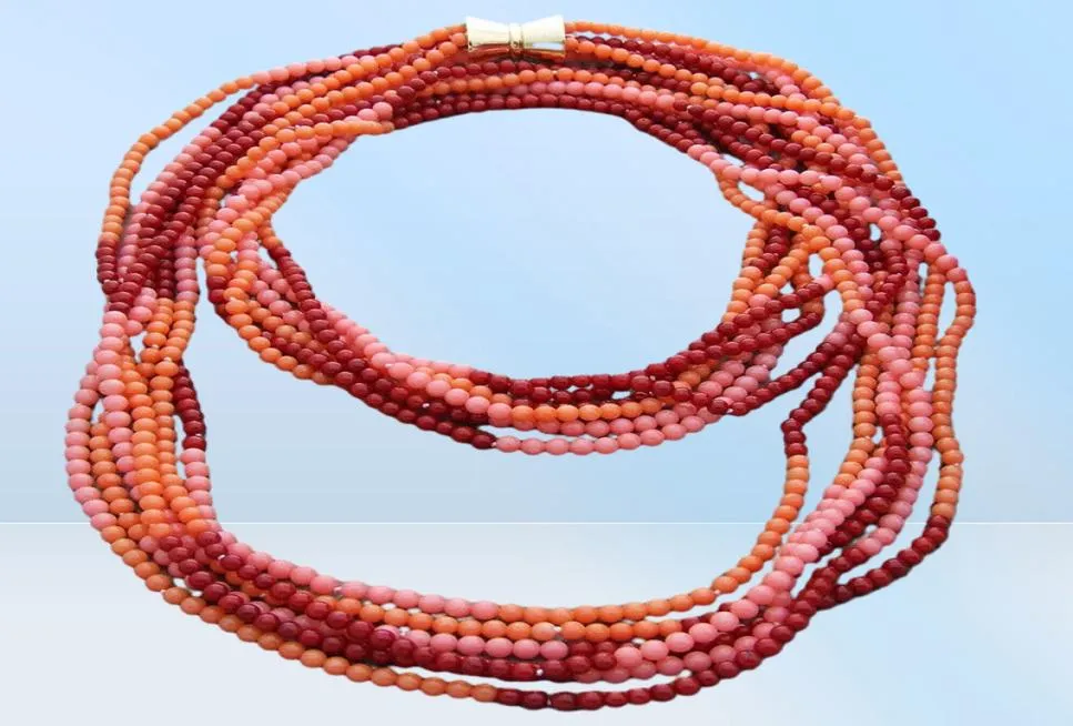 Affascinante 6 mm multicolore in corallo rotondo collana lungo 101 cm gioielleria di moda3412143