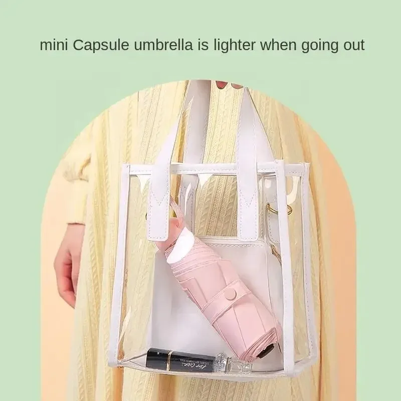 Klappbare leichte Mini -Regenschirm Regen Frauen tragbare Reisekapsel 5 Falten Frauen Regenschirm Windprofessionelle Regenschirme Parasol
