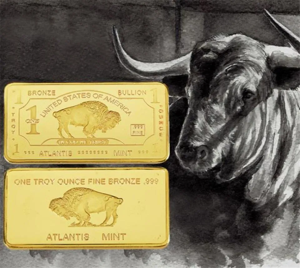 American Bison Commemorative Moneta Goldplated Square Commorative Coin Collection Craft Prezent1036689