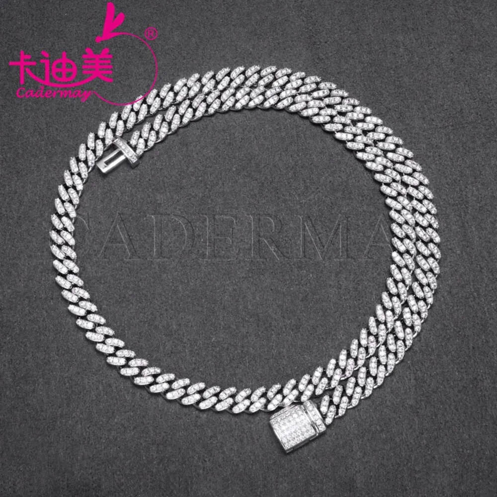 CaderMay Silver925 6mm Linha única Moissanite Colar Chain Chain Hiphop Iced Out Link Presentes