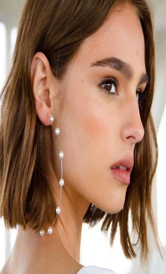 Pearl Hoop Earrings For Women Big Round Earrings Large Gold Circle Hoops Huggie Earring Jewelry Party Gift 2105073564183