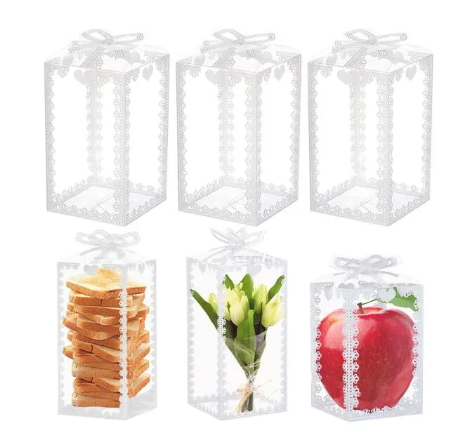 Weiße transparente Spitze klares Geschenk PVC Box Model Spielzeug Souvenir Apfelschokolade vorhanden Blumenkuchen Süßigkeiten Plastik Verpackungskiste