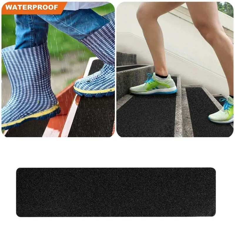 Dywany 1PC Schody Schody Outdoor bez schodów śruty dywanowe stopy naklejka czarna wysoka trakcja PVC mrożony pasek zużycie