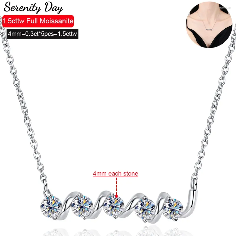 Pendenti serenity day 1,5cttw 5 pietre reale d colore da 4 mm collana moissanita completa per donne regalo S925 Sterling Silver Cioncepant Jewelry