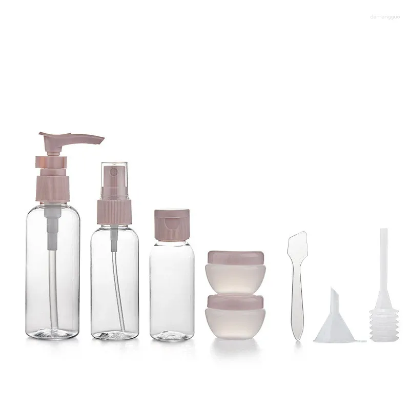 Lagringsflaskor parfymflaskan uppsättning rese påfyllbar spray lotion schampo dusch tom flytande gel tubling behållare bärbart verktyg