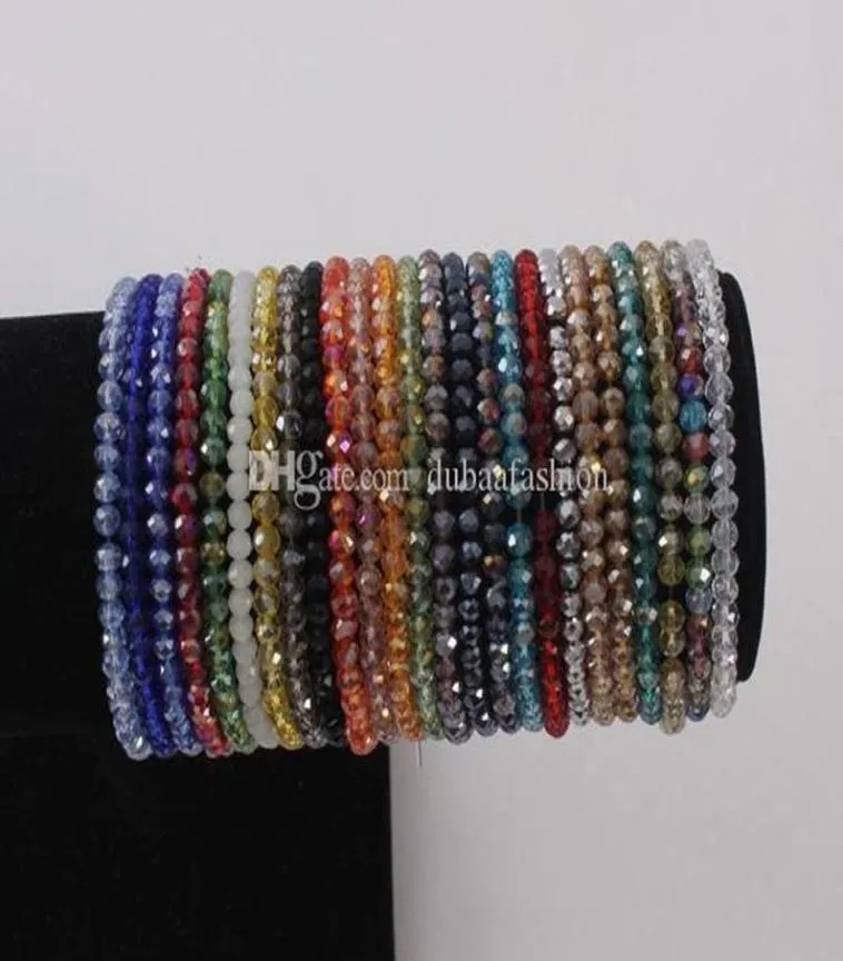 4mm Briolette Crystal Faceted Rondelle Perlen Armbänder Strang elastisches Perlenarmband Dehnbarer Armreif Schmuck2535773