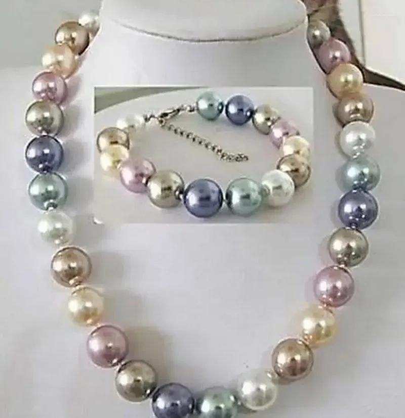 Pendientes de collar Set deslumbrante bonita mix multicolor de 12 mm Southsea Shell Pearl Bracelet