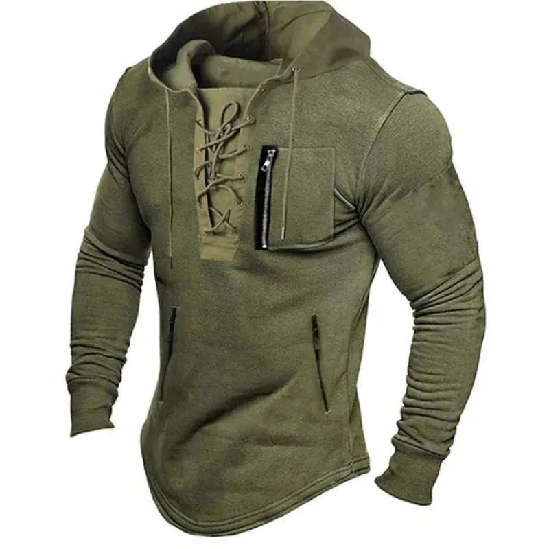 Herren Frühling und Herbst Hoodie Solid Color Pee Up Reißverschluss Pocket Sports Street Kleidung gestempelt Sweatshirt 240428