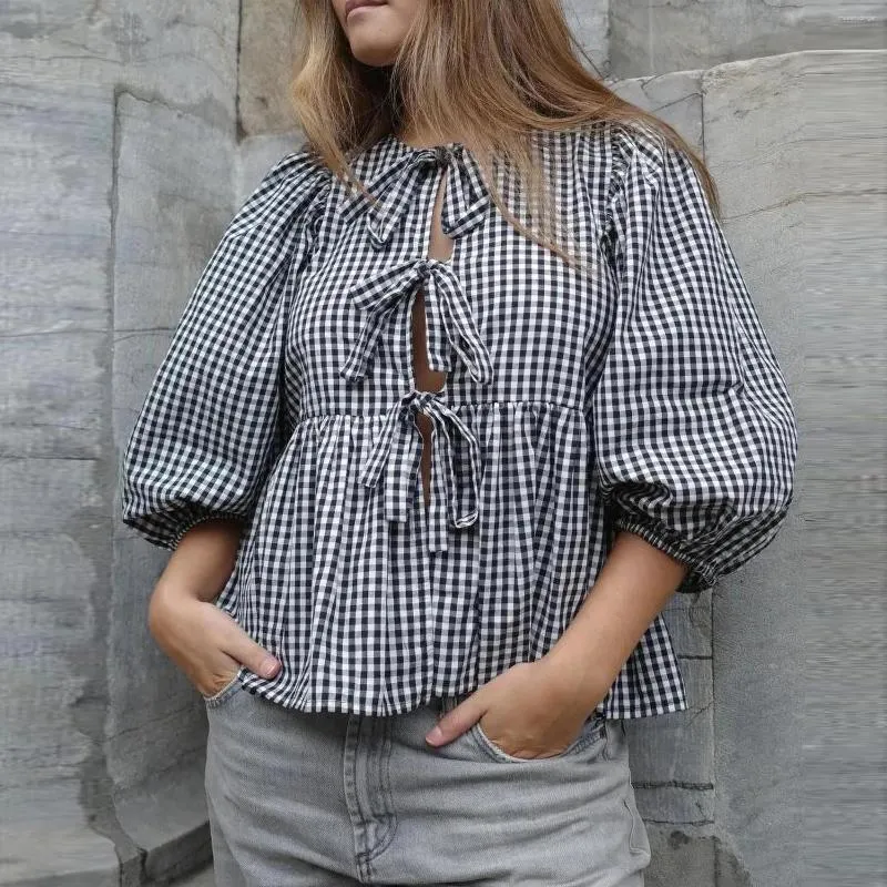 Blouses pour femmes combhasaki bases de base à nœud papillon avant de pèle