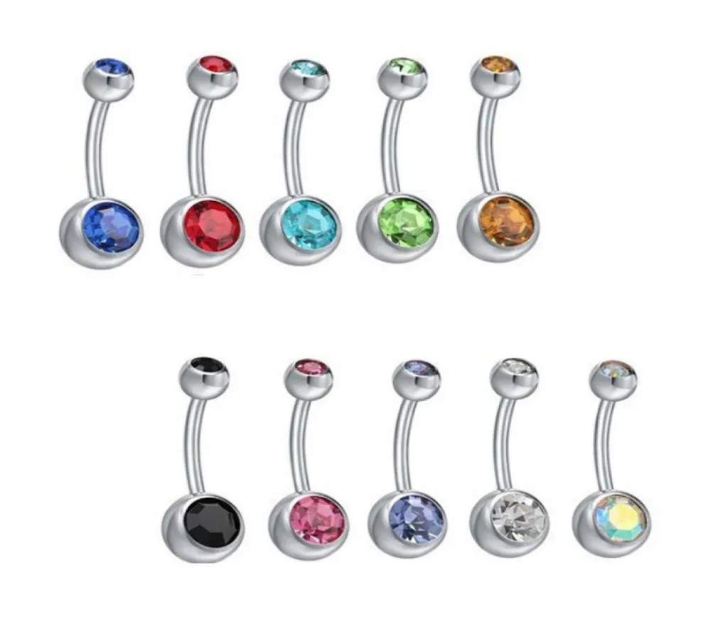 Edelstahl Doppelkugel Bauchnabel Ring 14g gebogener Körper Piercing Navel Langhantel für Männer und Frauen4444967