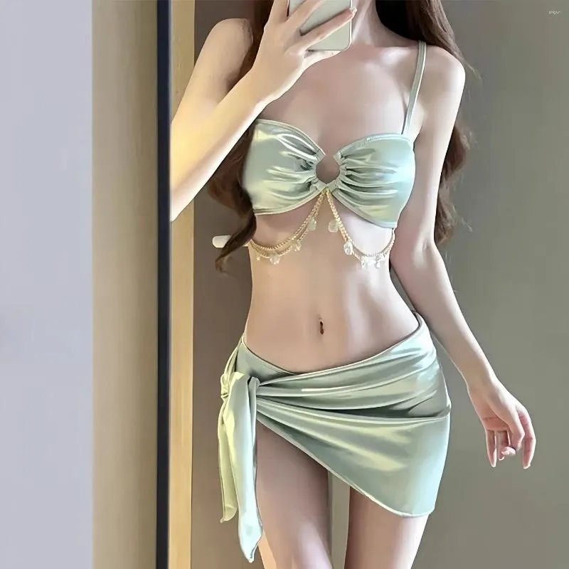 Kobietowe stroje kąpielowe żeńskie letnie seksowne zestawy 2024 Zebrane szczupłe bikini z talią projektową modę na plażę kostiuta kąpielowe Kobiety