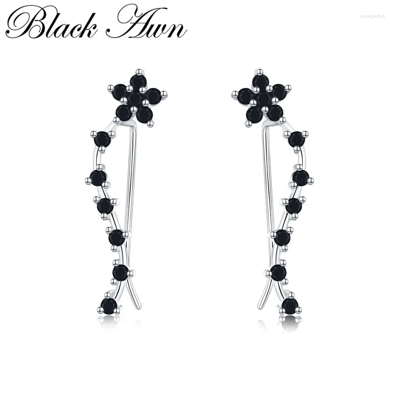 Серьги -грибы 2024 Romancit Silver Color Jewelry Cropless Flower Drop для женщин Черный шпинель женский серьговый подарок I036