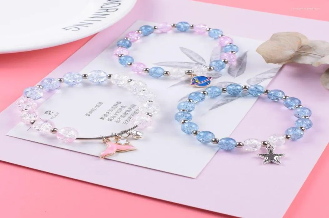 Link Cadeia Strawberry Crystal Bracelet for Women Blue Whale Tail Ocean Wind Winds Fisicha de Aniversário de Círculo de Círculo de Aniversário 5692177