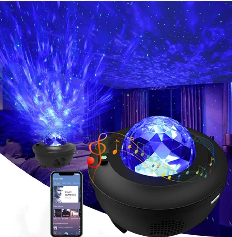 Star Light Projector Party Decoration Dimble Aurora Galaxy Projectors med fjärrkontroll Bluetooth Music Högtalare Tak Starli8977955