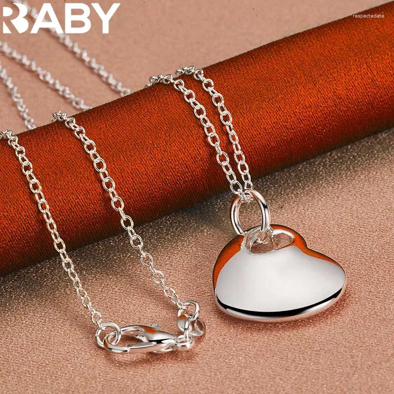 Pendants URBABY 925 Sterling Silver Love Heart Pendant Necklace For Women Man 18-30 Inch Chain Fashion Charm Jewelry Wedding Accessories