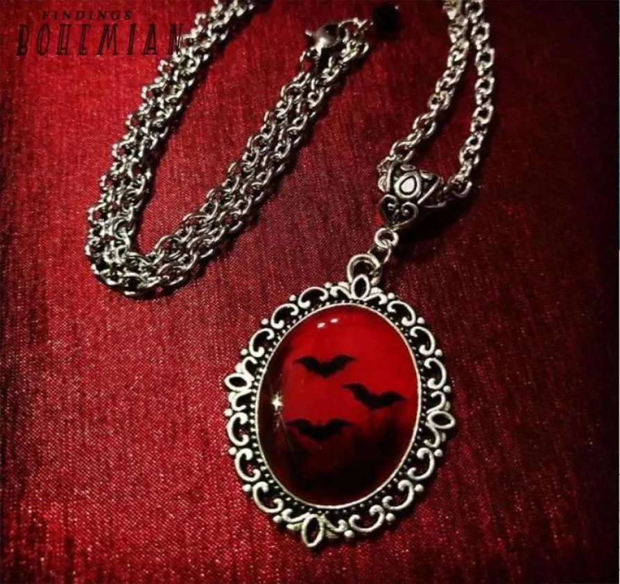 Blood And Bat Dracula Inspired Resin Necklace Black Witch Witchcraft4669046