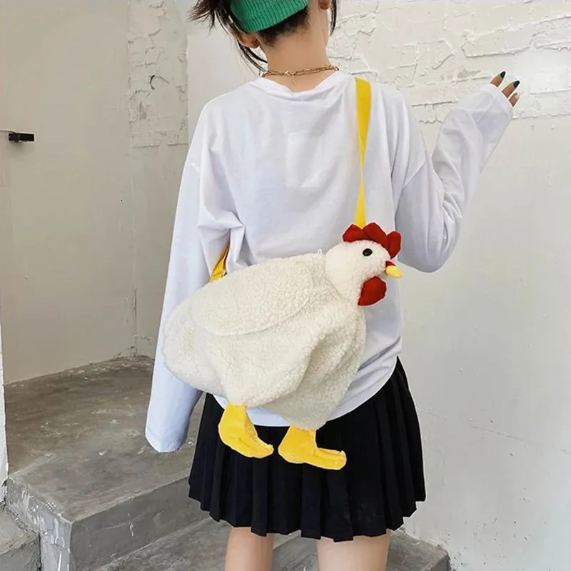 Polli da donna forma borsa da peluche simpatico cartone animato Pollo traversa per spalla da viaggio per borse da viaggio per borse 240423