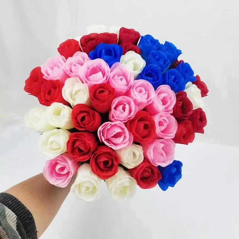 Fiori decorativi 5 pezzi realistici artificiale bouquet rosso fiore di rosa finta per arredamento da tavolo per matrimoni decorazioni di Natale di San Valentino regali di San Valentino