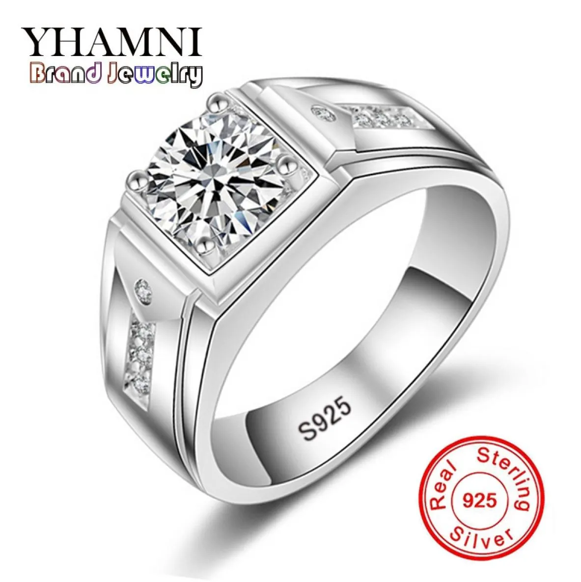 Yhamni Fashion Real 925 Sterling Silber Ehering für Frauen Männer 1 CT CZ Diamond Verlobungsring Schmuck MJZ0092340244