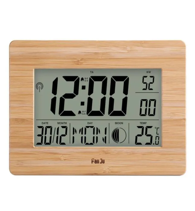 S Fanju digitale Wanduhr große große Zahlenzeit Temperatur Kalender Alarmtisch Schreibtisch Uhren moderne Design Office Home Decor9294850