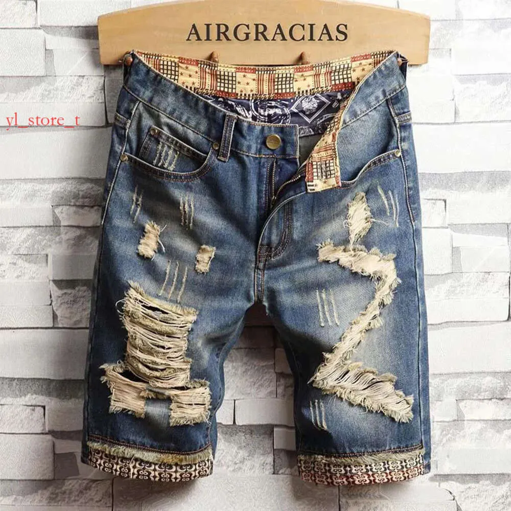 Purple Branddesigner Mens Ripped Short Jeans Brand Clothing Bermuda Cotton Shorts Breathable Denim Shorts Male High Qualitynew Fashion Baggy Jeans 3186