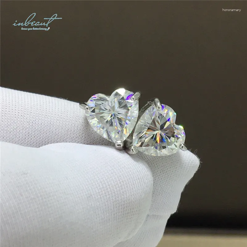 Orecchini per borchie inbeaut 925 argento totale 2- 4 ct Eccellente taglio Pass Test Diamond Heart D Colore Moissanite per donne gioielli fini