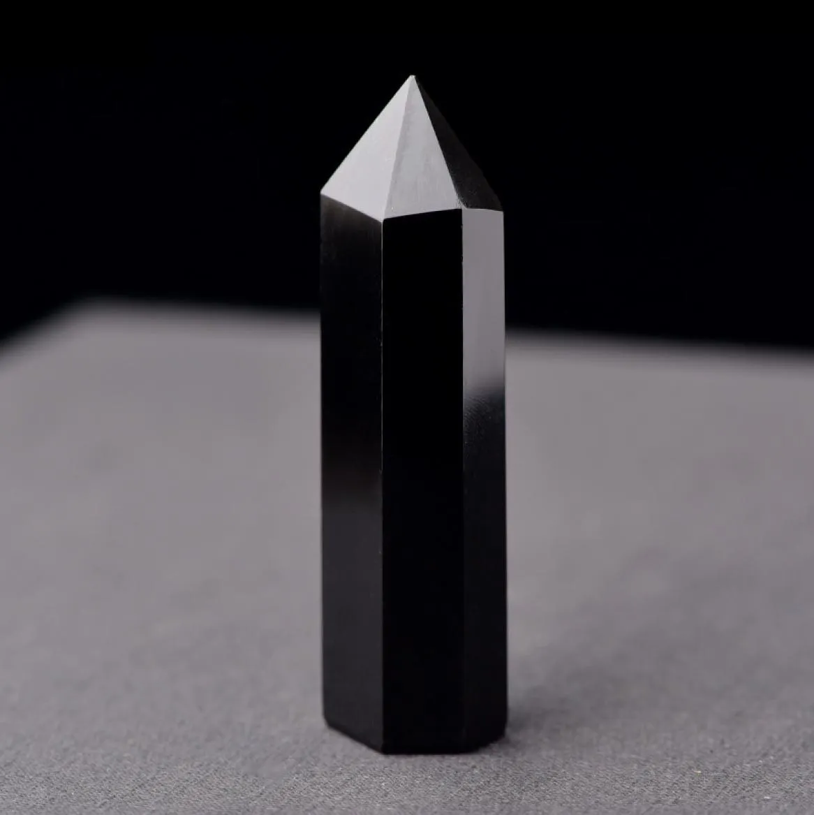 Natural Crystal Tower Arts Mineral Chakra Heilungsstab Obsidian Point Reiki Energy Stone Sechssided Black Quarze Zauberstab Rough 2985462