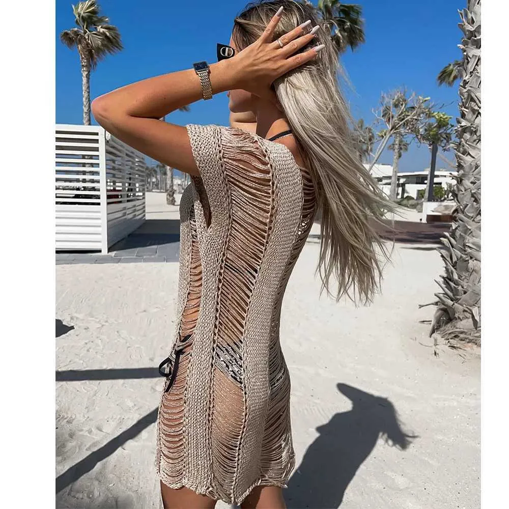 Kaov Women Beach Wear 2023 Crochet Cover Up Beach Sexy See Through Out Dress Women Summer Ubrania Knity Bikini Bikini 2# D240501