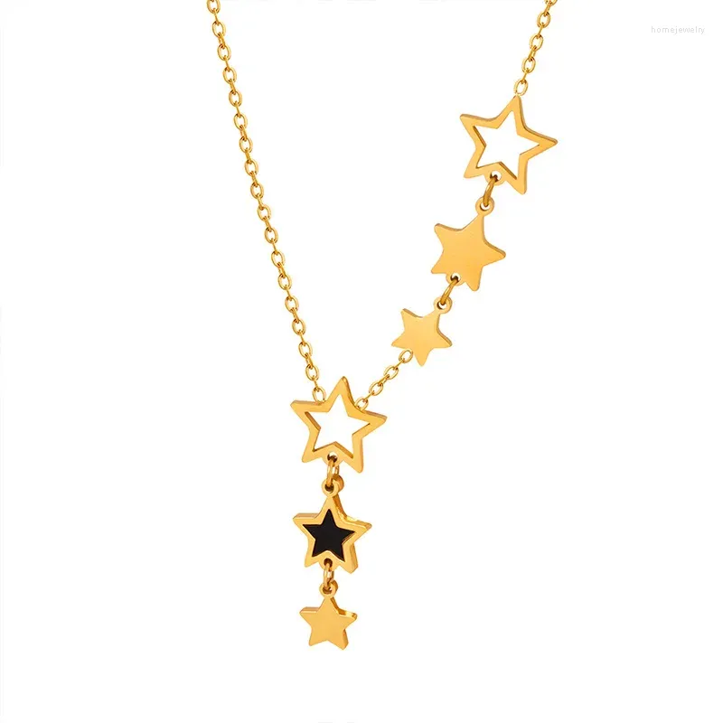 Colliers pendants Collier de bijoux non ternissais élégant 18K Gold plaqué en acier inoxydable Multiple Star pour femmes