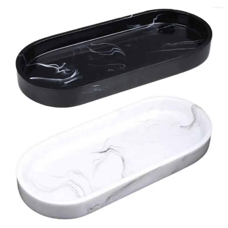 Bath Accessory Set Resin Bathroom Dressher Vanity Tray Holder Cosmetics Candle Organisateur