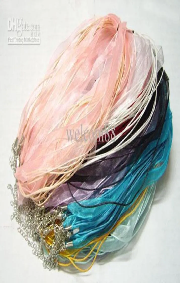 100pcs Mix Colors Organza Voile Ribbon Card para jóias de artesanato DIY 18 polegadas W35845613